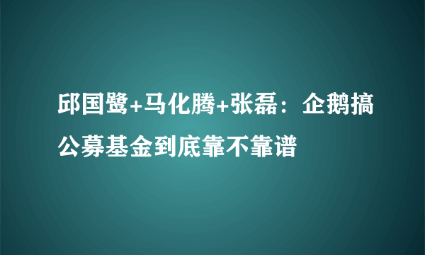 邱国鹭+马化腾+张磊：企鹅搞公募基金到底靠不靠谱