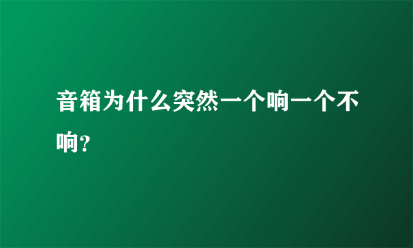 音箱为什么突然一个响一个不响？