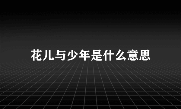 花儿与少年是什么意思