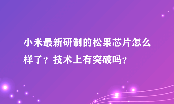 小米最新研制的松果芯片怎么样了？技术上有突破吗？