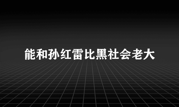 能和孙红雷比黑社会老大