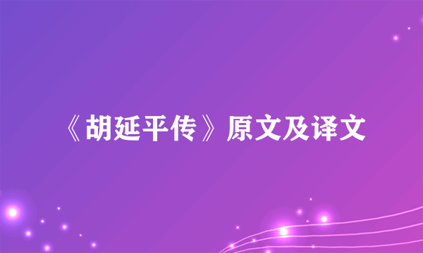 《胡延平传》原文及译文