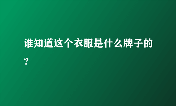 谁知道这个衣服是什么牌子的？