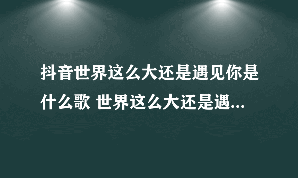 抖音世界这么大还是遇见你是什么歌 世界这么大还是遇见你多少次疯狂多少天真