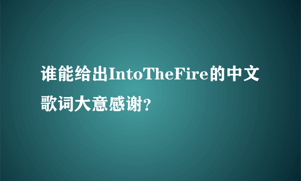 谁能给出IntoTheFire的中文歌词大意感谢？