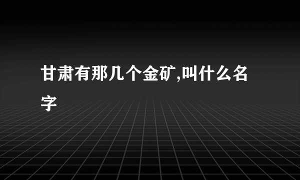 甘肃有那几个金矿,叫什么名字