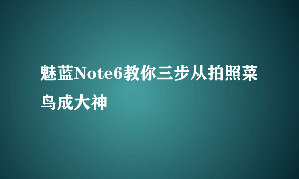 魅蓝Note6教你三步从拍照菜鸟成大神