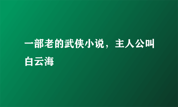 一部老的武侠小说，主人公叫白云海