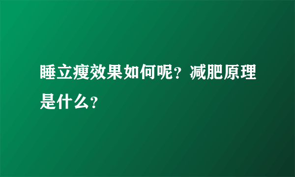 睡立瘦效果如何呢？减肥原理是什么？