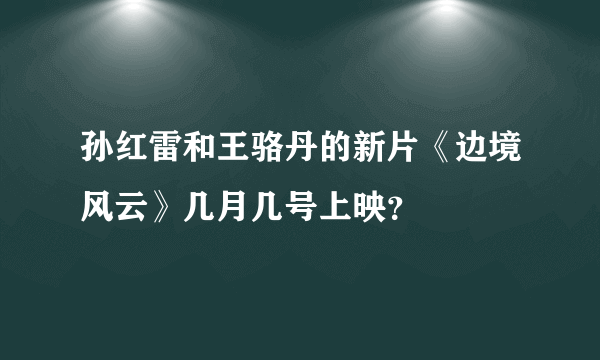 孙红雷和王骆丹的新片《边境风云》几月几号上映？