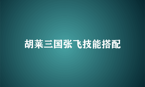 胡莱三国张飞技能搭配