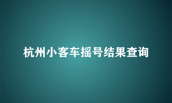 杭州小客车摇号结果查询