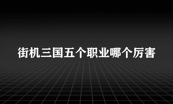 街机三国五个职业哪个厉害