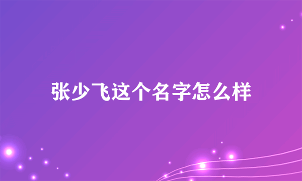 张少飞这个名字怎么样