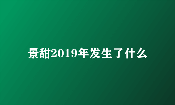 景甜2019年发生了什么