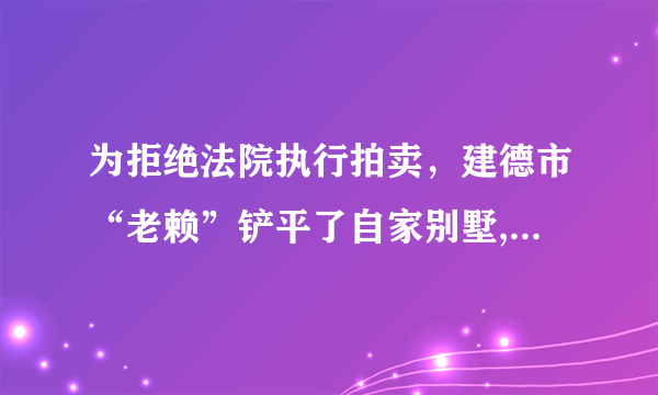 为拒绝法院执行拍卖，建德市“老赖”铲平了自家别墅, 你怎么看？