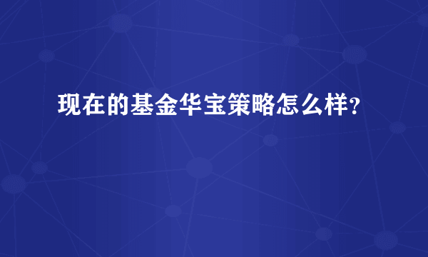 现在的基金华宝策略怎么样？