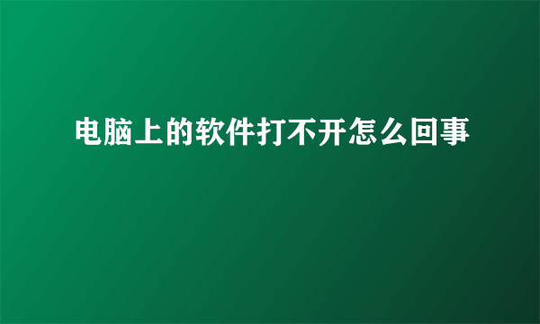 电脑上的软件打不开怎么回事