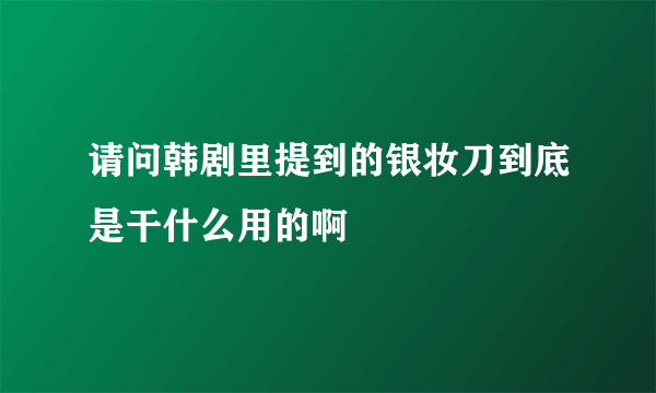 请问韩剧里提到的银妆刀到底是干什么用的啊