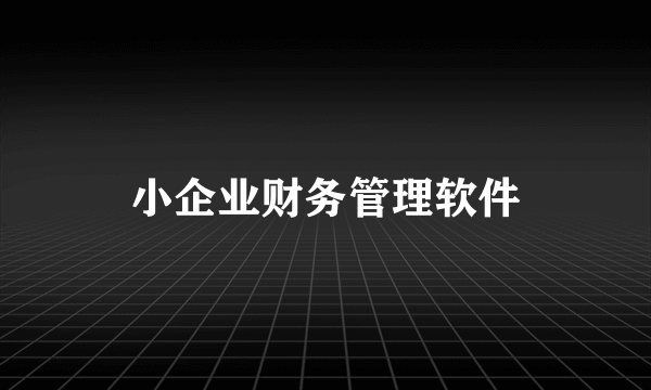 小企业财务管理软件