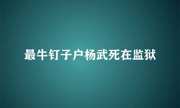 最牛钉子户杨武死在监狱