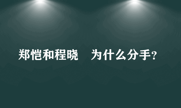 郑恺和程晓玥为什么分手？