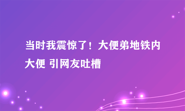 当时我震惊了！大便弟地铁内大便 引网友吐槽