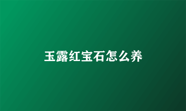 玉露红宝石怎么养