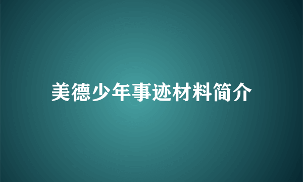 美德少年事迹材料简介