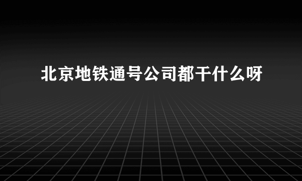 北京地铁通号公司都干什么呀