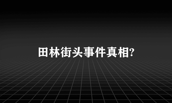 田林街头事件真相?