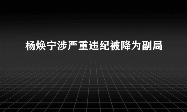 杨焕宁涉严重违纪被降为副局