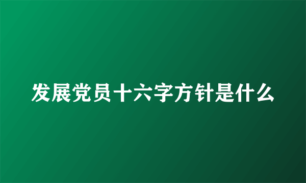 发展党员十六字方针是什么