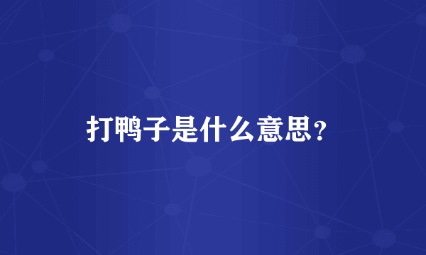 打鸭子是什么意思？