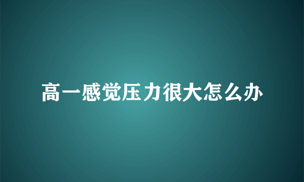 高一感觉压力很大怎么办