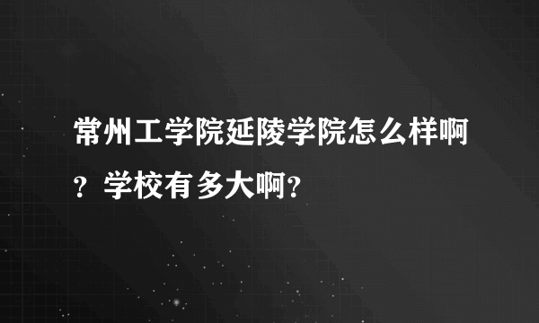 常州工学院延陵学院怎么样啊？学校有多大啊？