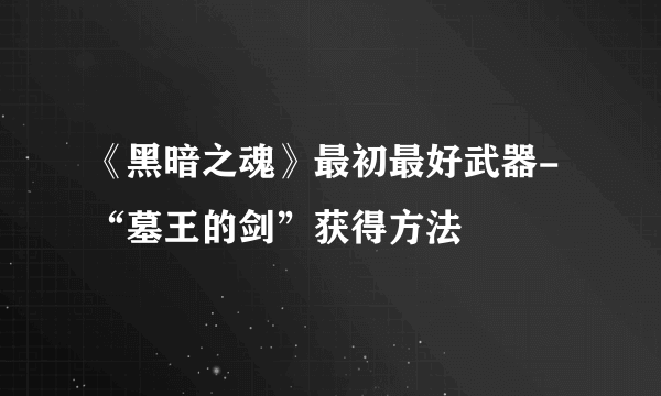 《黑暗之魂》最初最好武器-“墓王的剑”获得方法