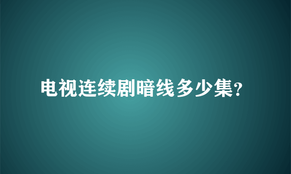 电视连续剧暗线多少集？