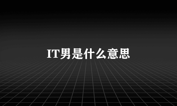 IT男是什么意思