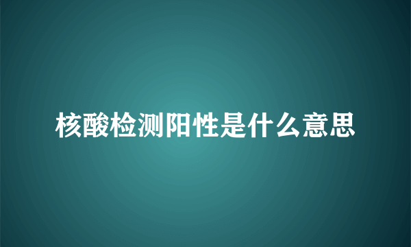 核酸检测阳性是什么意思