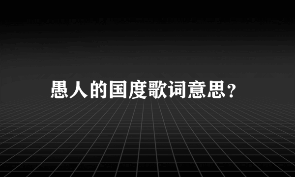 愚人的国度歌词意思？