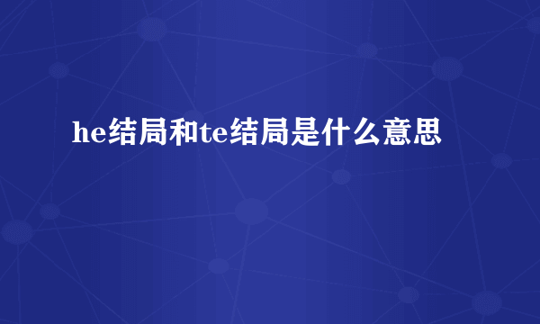 he结局和te结局是什么意思