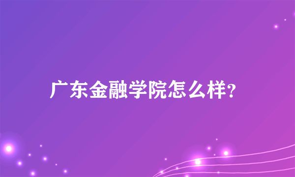 广东金融学院怎么样？