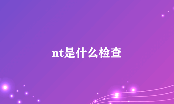 nt是什么检查