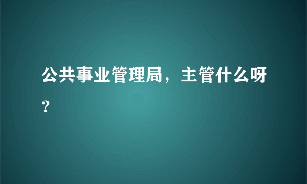 公共事业管理局，主管什么呀？