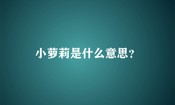 小萝莉是什么意思？