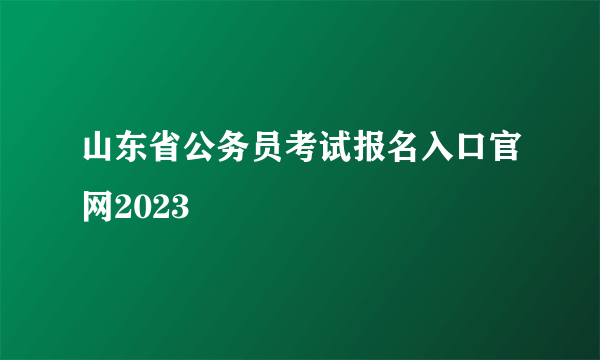 山东省公务员考试报名入口官网2023