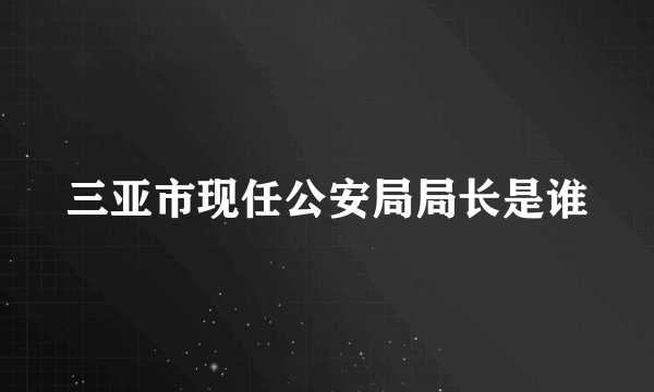 三亚市现任公安局局长是谁