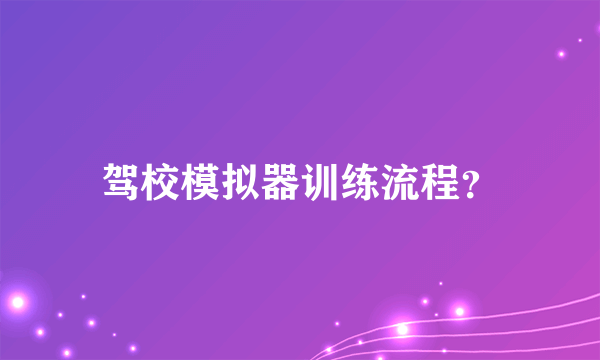 驾校模拟器训练流程？