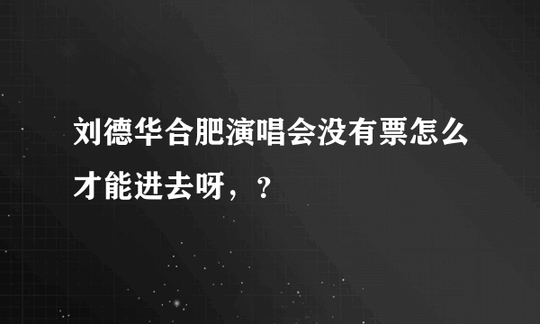 刘德华合肥演唱会没有票怎么才能进去呀，？